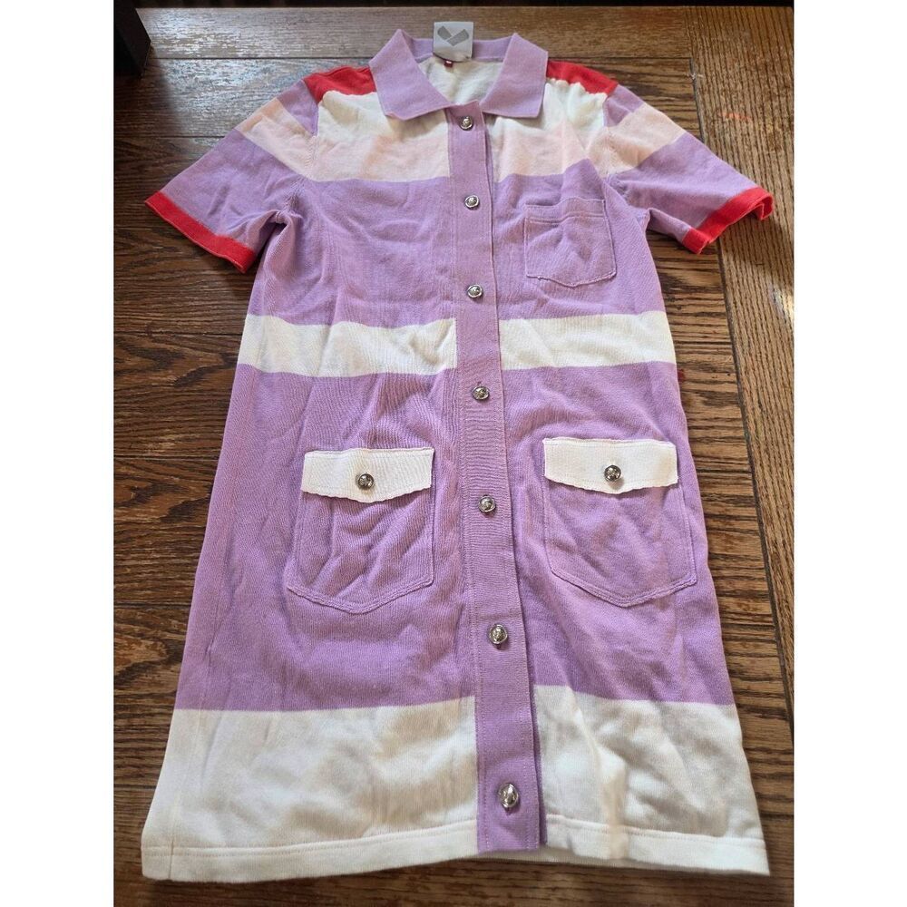 Happy Sheep purple &white Colorblock dress